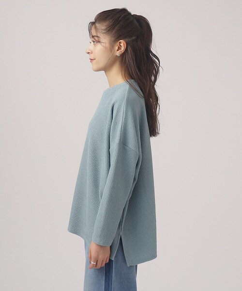 SHOO・LA・RUE（シューラルー）の「◆【体型カバー/洗える】大人のラフコーデに ゆるスリット リブトップス（Tシャツ/カットソー・レディース・ホワイト/チャコールグレー/ブルー/ピンク系・00）」の22枚目の写真