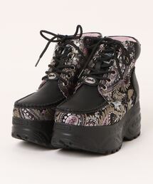 スニーカー（ブラック/黒色系・花柄・ボタニカル柄