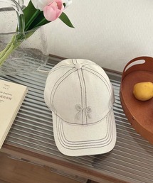 LYEON | 配色ステッチリボン刺繍キャップ(キャップ)