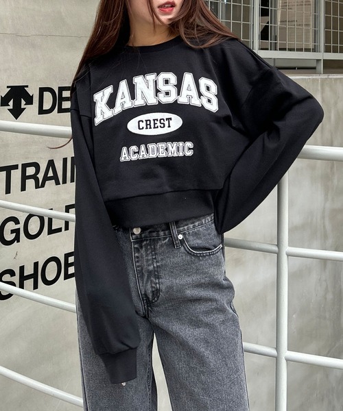 INGNI（イング）の「カレッジロゴショートトップス（スウェット・レディース・ブラック/オートミール/ライトブルー/オフホワイト・M）」の10枚目の写真