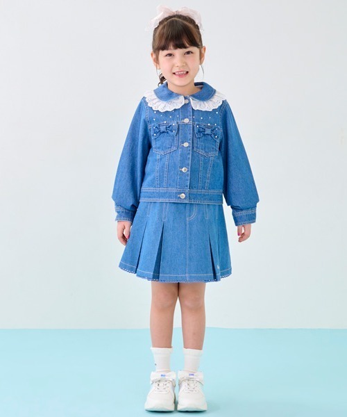 mezzo piano(メゾピアノ)の「レース衿付 Gジャン(デニムジャケット・キッズ・ブルー・120cm/130cm/140cm/110cm)」の15枚目の写真