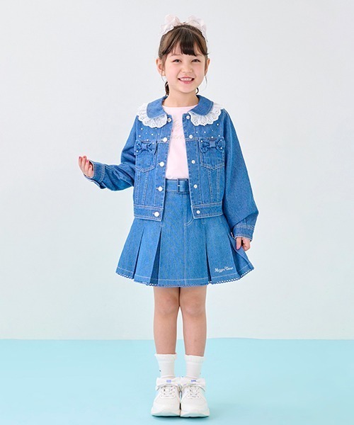 mezzo piano(メゾピアノ)の「レース衿付 Gジャン(デニムジャケット・キッズ・ブルー・120cm/130cm/140cm/110cm)」の16枚目の写真