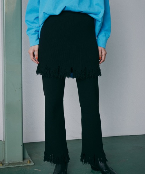 CREOLME（クレオルム）の「(CREOLME)レイヤードニットスカートパンツ（その他パンツ・レディース・ネイビー/ブラック・FREE）」の2枚目の写真