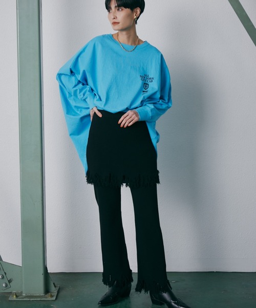 CREOLME（クレオルム）の「(CREOLME)レイヤードニットスカートパンツ（その他パンツ・レディース・ネイビー/ブラック・FREE）」の4枚目の写真