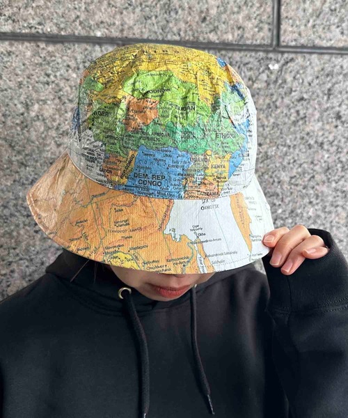 HOUSTON(ヒューストン)の「HOUSTON / 地図柄ペーパーハットTYVEK PAPER HAT / HS6848(ハット・レディース・ホワイト/ブラック・FREE)」の5枚目の写真