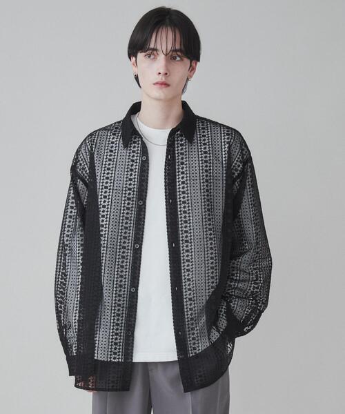 LUCY(ルーシー)の「LUCY/チュールレース刺繍シャツ(シャツ/ブラウス・メンズ・ブラック・LARGE/MEDIUM)」の1枚目の写真