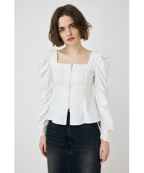 MOUSSY(マウジー)の「WHT DENIM BUSTIER ブラウス(シャツ/ブラウス・レディース・ホワイト・FREE)」の1枚目の写真