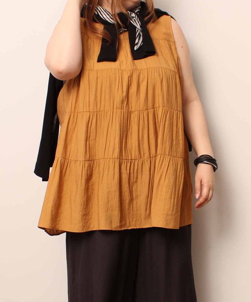 セール】【L～5L 大きいサイズ】ノースリーブ ティアード