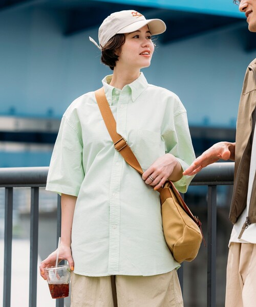 FREAK'S STORE（フリークスストア）の「FREAK’S STORE/フリークスストア オックスフォード ボタンダウン ショートスリーブシャツ/リラックスフィット（シャツ/ブラウス・メンズ・グレー/ホワイト/ライム/サックスブルー/ストライプ/ネイビー/ライトグレー・LARGE/MEDIUM）」の19枚目の写真