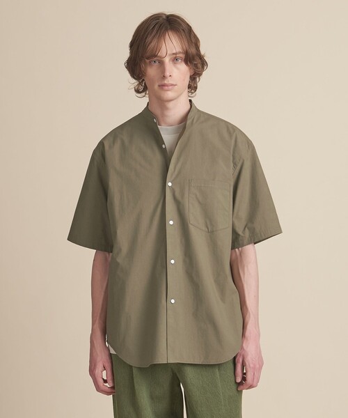UNITED ARROWS（ユナイテッドアローズ）の「【ZOZO限定】タイプライター ワイドフォルム バンドカラー ショートスリーブシャツ（シャツ/ブラウス・メンズ・ホワイト/ライトブルー/ブラック/ベージュ/ネイビー/オリーブ・S/M/L/XL/XS/XXL）」の5枚目の写真