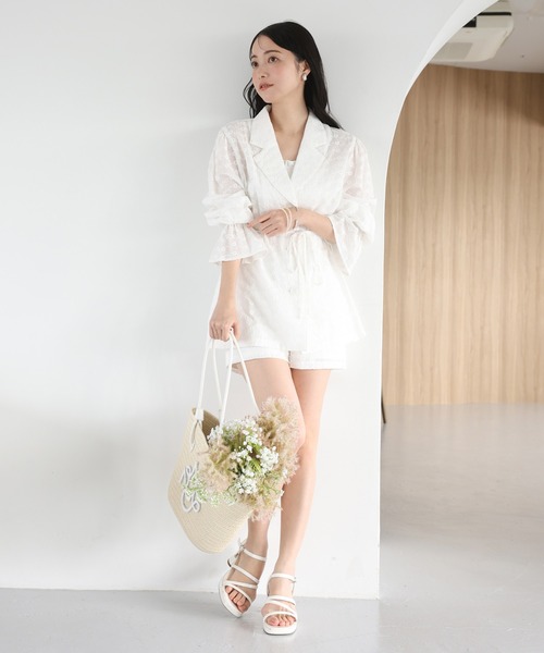 one after another NICE CLAUP（ワンアフターアナザーナイスクラップ）の「【flower collection】バックレースアップショートパンツ（その他パンツ・レディース・ホワイト系その他/オフホワイト/ホワイト系その他2・FREE）」の9枚目の写真