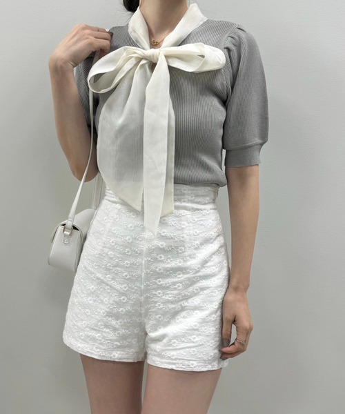 one after another NICE CLAUP（ワンアフターアナザーナイスクラップ）の「【flower collection】バックレースアップショートパンツ（その他パンツ・レディース・ホワイト系その他/オフホワイト/ホワイト系その他2・FREE）」の17枚目の写真