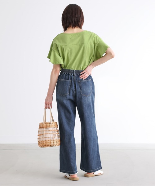 n'OrLABEL（ノアールレーベル）の「【機能素材】『【接触冷感・UVカット・遮熱効果・抗菌防臭】ひんやりワイドストレートデニムパンツ』（デニムパンツ・レディース・ネイビー/ブルー/インディゴブルー・1/2）」の8枚目の写真