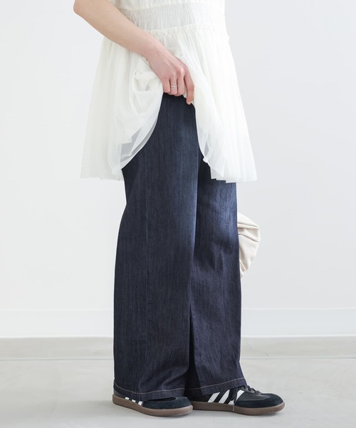 n'OrLABEL（ノアールレーベル）の「【機能素材】『【接触冷感・UVカット・遮熱効果・抗菌防臭】ひんやりワイドストレートデニムパンツ』（デニムパンツ・レディース・ネイビー/ブルー/インディゴブルー・1/2）」の10枚目の写真