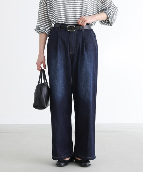 n'OrLABEL（ノアールレーベル）の「【機能素材】『【接触冷感・UVカット・遮熱効果・抗菌防臭】ひんやりワイドストレートデニムパンツ』（デニムパンツ・レディース・ネイビー/ブルー/インディゴブルー・1/2）」の11枚目の写真