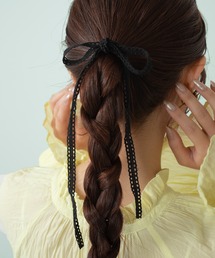 Monocoro toppi | コットンレース ロングリボン チビシュシュ ミニシュシュ(ヘアゴム)