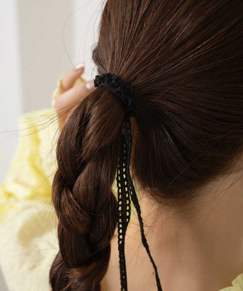 チョコ✕グレージュ】ナチュラルリボン♡ヘアゴム チョコ✕グレージュ