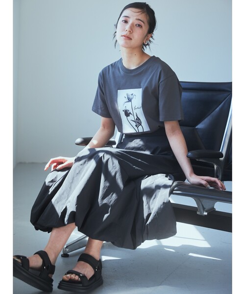 THE SHOP TK （ザ ショップ ティーケー ）の「◆【接触冷感/UV/毛玉になりにくい/洗濯機OK】ロゴ&プリントアソートT/ヒルナンデスで紹介（Tシャツ/カットソー・レディース・チャコールグレー/ホワイト系6/ホワイト系3/ベビーピンク/ベージュ/オフホワイト・12/13）」の8枚目の写真