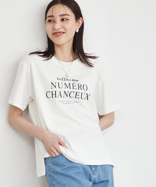 THE SHOP TK （ザ ショップ ティーケー ）の「◆【接触冷感/UV/毛玉になりにくい/洗濯機OK】ロゴ&プリントアソートT/ヒルナンデスで紹介（Tシャツ/カットソー・レディース・チャコールグレー/ホワイト系6/ホワイト系3/ベビーピンク/ベージュ/オフホワイト・12/13）」の18枚目の写真