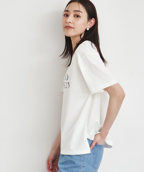 THE SHOP TK （ザ ショップ ティーケー ）の「◆【接触冷感/UV/毛玉になりにくい/洗濯機OK】ロゴ&プリントアソートT/ヒルナンデスで紹介（Tシャツ/カットソー・レディース・チャコールグレー/ホワイト系6/ホワイト系3/ベビーピンク/ベージュ/オフホワイト・12/13）」の19枚目の写真