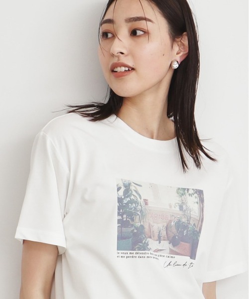 THE SHOP TK （ザ ショップ ティーケー ）の「◆【接触冷感/UV/毛玉になりにくい/洗濯機OK】ロゴ&プリントアソートT/ヒルナンデスで紹介（Tシャツ/カットソー・レディース・チャコールグレー/ホワイト系6/ホワイト系3/ベビーピンク/ベージュ/オフホワイト・12/13）」の3枚目の写真