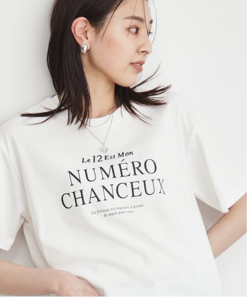 THE SHOP TK （ザ ショップ ティーケー ）の「◆【接触冷感/UV/毛玉になりにくい/洗濯機OK】ロゴ&プリントアソートT/ヒルナンデスで紹介（Tシャツ/カットソー・レディース・チャコールグレー/ホワイト系6/ホワイト系3/ベビーピンク/ベージュ/オフホワイト・12/13）」の2枚目の写真