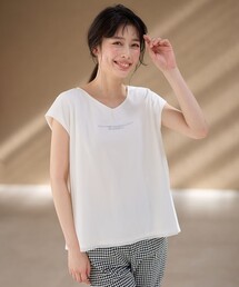 チュールデザインフレンチスリーブTシャツ