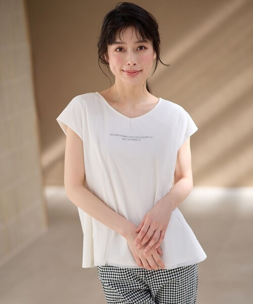 ANY(エニィ)の「チュールデザインフレンチスリーブTシャツ(Tシャツ/カットソー・レディース・グレー系/アイボリー系/ブラック系・F)」の5枚目の写真