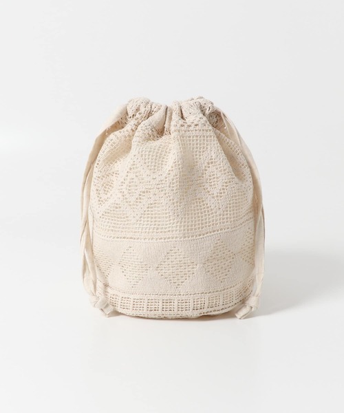 かぐれ（カグレ）の「レースキンチャクバッグ（ショルダーバッグ・レディース・ブラック/アイボリー・FREE）」の7枚目の写真