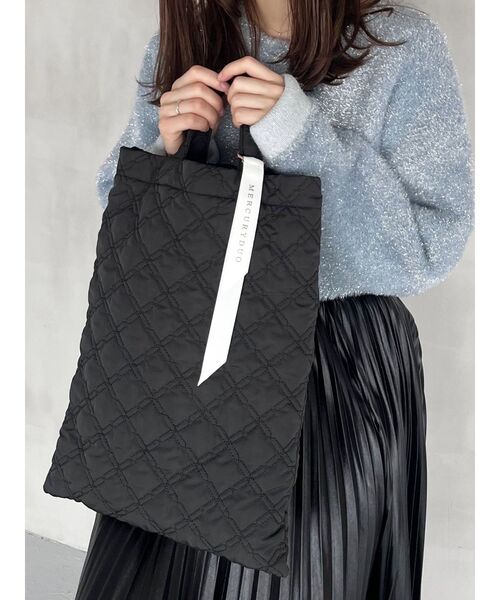 MERCURYDUO（マーキュリーデュオ）の「キルティングトートバッグ（ハンドバッグ・レディース・その他1/アイボリー/オフホワイト/ブラック・FREE）」の3枚目の写真