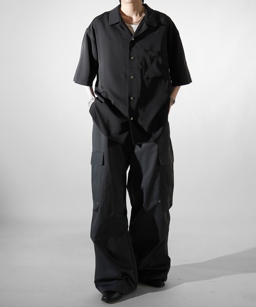 Confirm（コンファーム）の「25SS ビッグシルエット メタルボタン ドレープとろみ オープンカラー半袖シャツ ユニセックス【Confirm】（シャツ/ブラウス・メンズ・ブラック/グレー/チャコールグレー/ホワイト/ベージュ/ミント・M/L）」の20枚目の写真