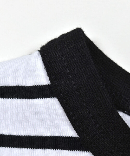 BeBe（ベベ）の「無地×ボーダー切り替えダンガリーポケット半袖Tシャツ(80~160cm)（Tシャツ/カットソー・キッズ・ブルー系その他2/ブラック系その他・140cm/130cm/150cm/100cm/110cm/120cm/90cm/80ｃｍ）」の8枚目の写真