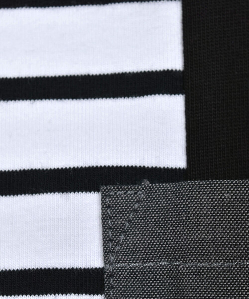 BeBe（ベベ）の「無地×ボーダー切り替えダンガリーポケット半袖Tシャツ(80~160cm)（Tシャツ/カットソー・キッズ・ブルー系その他2/ブラック系その他・140cm/130cm/150cm/100cm/110cm/120cm/90cm/80ｃｍ）」の10枚目の写真