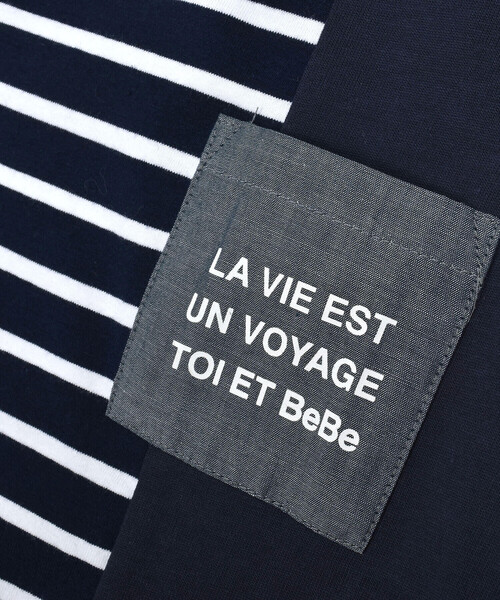 BeBe（ベベ）の「無地×ボーダー切り替えダンガリーポケット半袖Tシャツ(80~160cm)（Tシャツ/カットソー・キッズ・ブルー系その他2/ブラック系その他・140cm/130cm/150cm/100cm/110cm/120cm/90cm/80ｃｍ）」の16枚目の写真