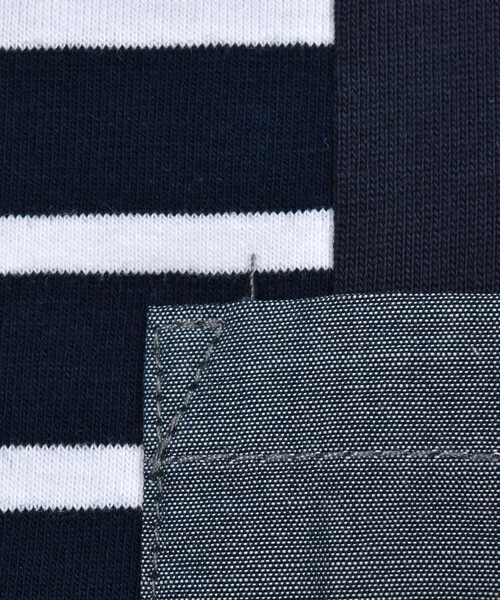 BeBe（ベベ）の「無地×ボーダー切り替えダンガリーポケット半袖Tシャツ(80~160cm)（Tシャツ/カットソー・キッズ・ブルー系その他2/ブラック系その他・140cm/130cm/150cm/100cm/110cm/120cm/90cm/80ｃｍ）」の17枚目の写真