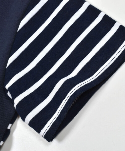 BeBe（ベベ）の「無地×ボーダー切り替えダンガリーポケット半袖Tシャツ(80~160cm)（Tシャツ/カットソー・キッズ・ブルー系その他2/ブラック系その他・140cm/130cm/150cm/100cm/110cm/120cm/90cm/80ｃｍ）」の18枚目の写真