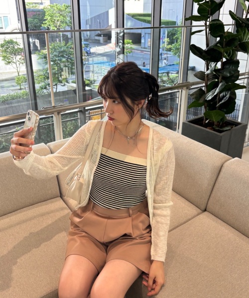 Birthday room(バースデイルーム)の「ボーダーショート丈タンクトップ(タンクトップ・レディース・レッド/ブルー/グリーン/アイボリー・FREE)」の15枚目の写真