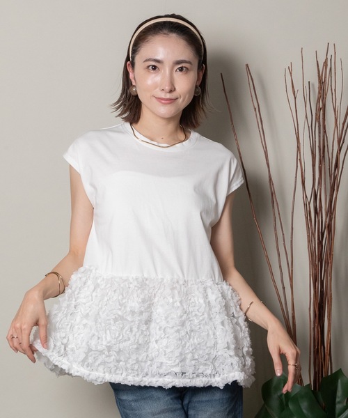 MHBG TOKYO(エムエイチビージートーキョー)の「裾チュール フリルデザインTEE(Tシャツ/カットソー・レディース・ブラック/アイボリー・FREE)」の18枚目の写真