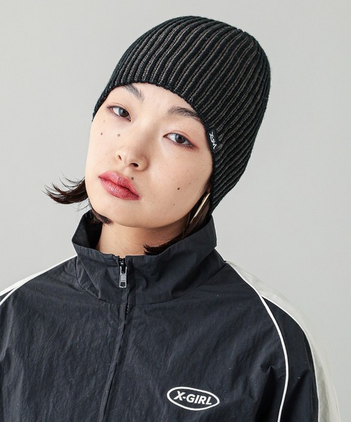 X-girl（エックスガール）の「BICOLOR BEANIE（ニットキャップ/ビーニー・レディース・オリーブ/ブラック・ONE SIZE）」の3枚目の写真