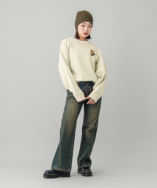X-girl（エックスガール）の「BICOLOR BEANIE（ニットキャップ/ビーニー・レディース・オリーブ/ブラック・ONE SIZE）」の11枚目の写真