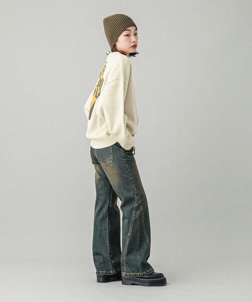 X-girl（エックスガール）の「BICOLOR BEANIE（ニットキャップ/ビーニー・レディース・オリーブ/ブラック・ONE SIZE）」の12枚目の写真