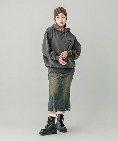 X-girl（エックスガール）の「BICOLOR BEANIE（ニットキャップ/ビーニー・レディース・オリーブ/ブラック・ONE SIZE）」の14枚目の写真