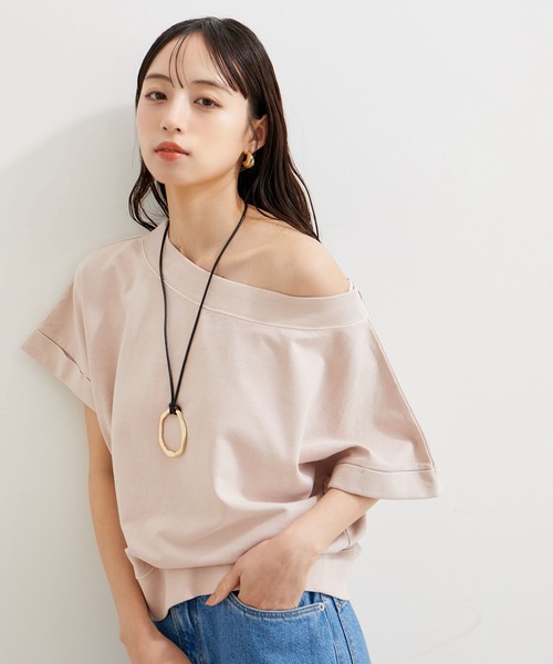 VIS(ビス)の「【洗える】ピグメント加工ワンショルプルオーバー(Tシャツ/カットソー・レディース・チャコールグレー/ベージュ系その他/ピンク系その他2・FREE)」の4枚目の写真