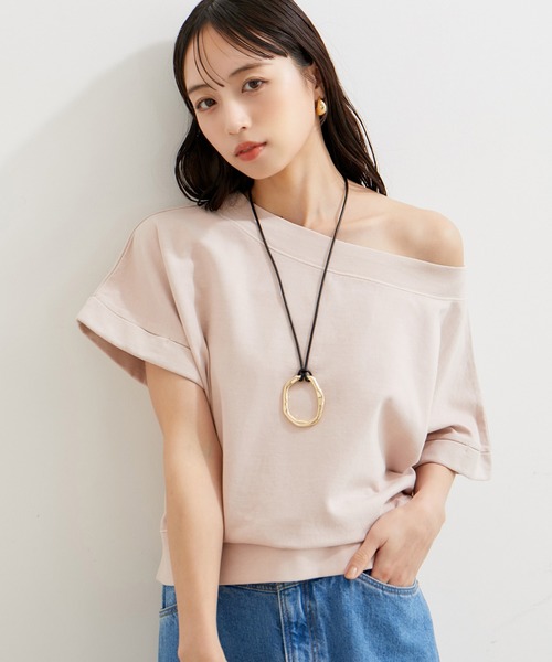 VIS(ビス)の「【洗える】ピグメント加工ワンショルプルオーバー(Tシャツ/カットソー・レディース・チャコールグレー/ベージュ系その他/ピンク系その他2・FREE)」の7枚目の写真