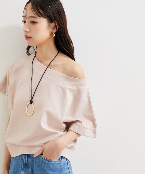 VIS(ビス)の「【洗える】ピグメント加工ワンショルプルオーバー(Tシャツ/カットソー・レディース・チャコールグレー/ベージュ系その他/ピンク系その他2・FREE)」の8枚目の写真