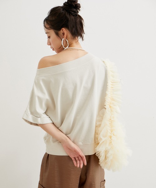 VIS(ビス)の「【洗える】ピグメント加工ワンショルプルオーバー(Tシャツ/カットソー・レディース・チャコールグレー/ベージュ系その他/ピンク系その他2・FREE)」の13枚目の写真