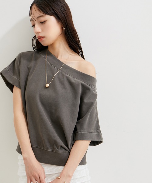 VIS(ビス)の「【洗える】ピグメント加工ワンショルプルオーバー(Tシャツ/カットソー・レディース・チャコールグレー/ベージュ系その他/ピンク系その他2・FREE)」の18枚目の写真