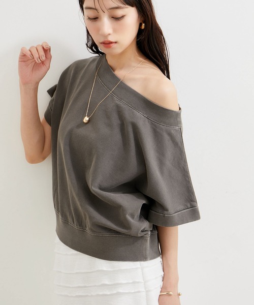 VIS(ビス)の「【洗える】ピグメント加工ワンショルプルオーバー(Tシャツ/カットソー・レディース・チャコールグレー/ベージュ系その他/ピンク系その他2・FREE)」の19枚目の写真