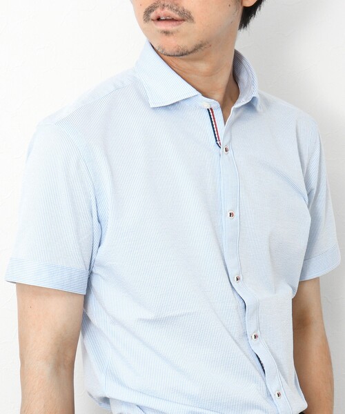 NOLLEY’S（ノーリーズ）の「《ビジカジ対応》サッカージャージ パラシュート半袖シャツ（シャツ/ブラウス・メンズ・ネイビー/ブルー系その他/ブルー・S/M/L/XL）」の4枚目の写真