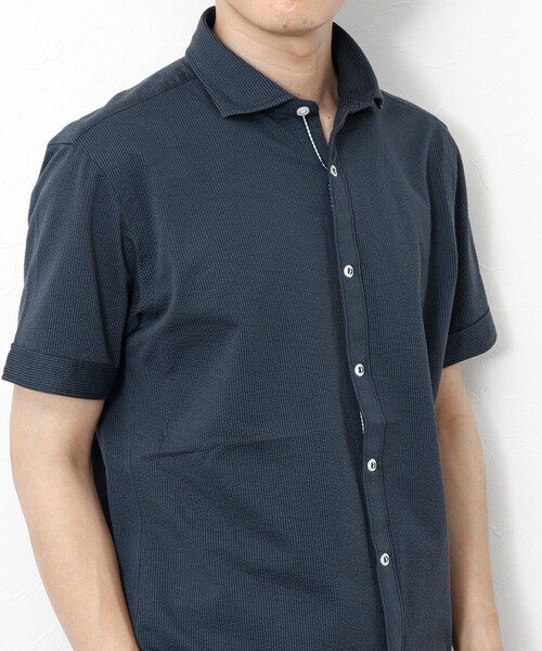 NOLLEY’S（ノーリーズ）の「《ビジカジ対応》サッカージャージ パラシュート半袖シャツ（シャツ/ブラウス・メンズ・ネイビー/ブルー系その他/ブルー・S/M/L/XL）」の19枚目の写真